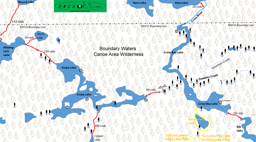 Dawkins Creek Map BWCA