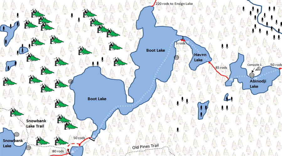 Abinodji Lake Map - BWCA