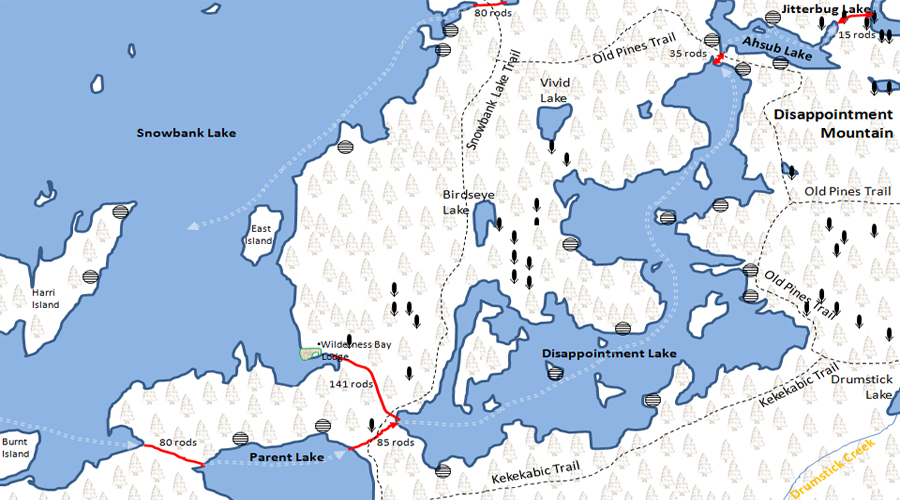 Ahsub Lake Map - BWCA