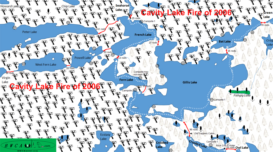 Bat Lake Map in the BWCA
