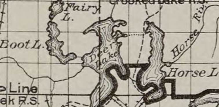 Map showing Fourtown Lake when it was called Deer Lake