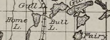 Map showing the past location of Bull Lake